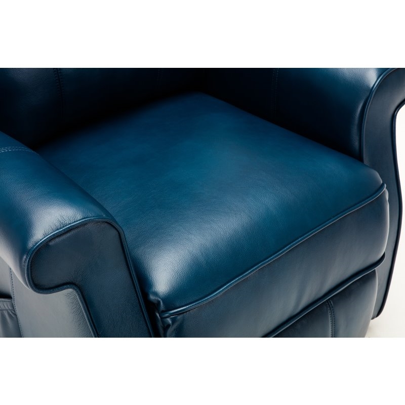 Bowery Hill Faux Leather Navy Blue Recliner Chair Rectangular Lift Function 42.5