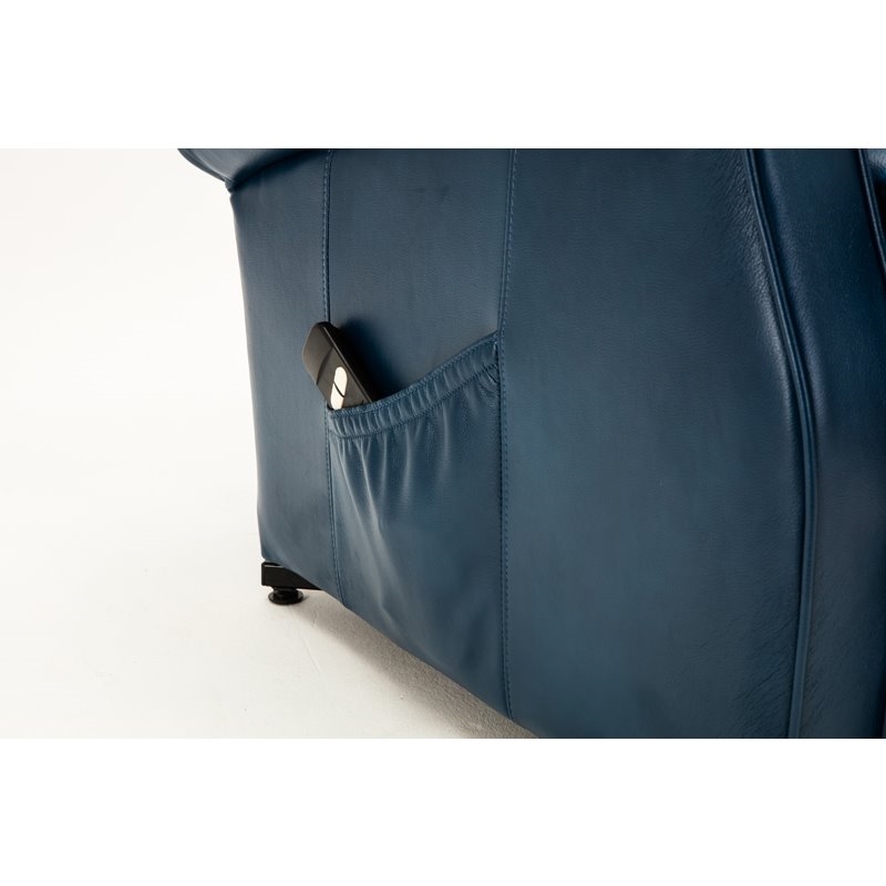 Bowery Hill Faux Leather Navy Blue Recliner Chair Rectangular Lift Function 42.5