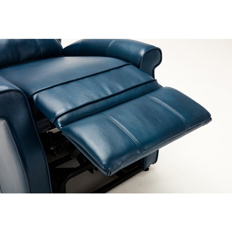 Bowery Hill Faux Leather Navy Blue Recliner Chair Rectangular Lift Function 42.5