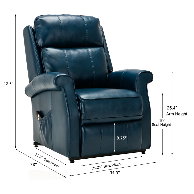 Bowery Hill Faux Leather Navy Blue Recliner Chair Rectangular Lift Function 42.5