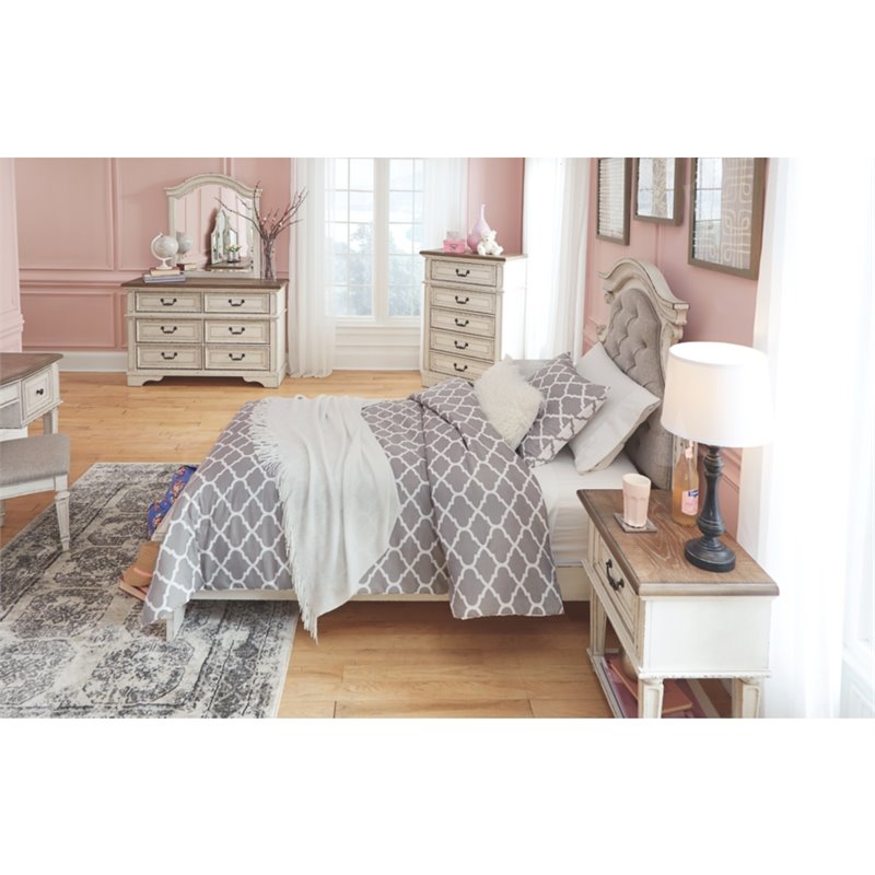 Bowery Hill Traditional Wood/Fabric Upholstered Twin Panel Headboard in White