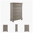 Bowery Hill Contemporary 5 Drawer Chest in Light Gray