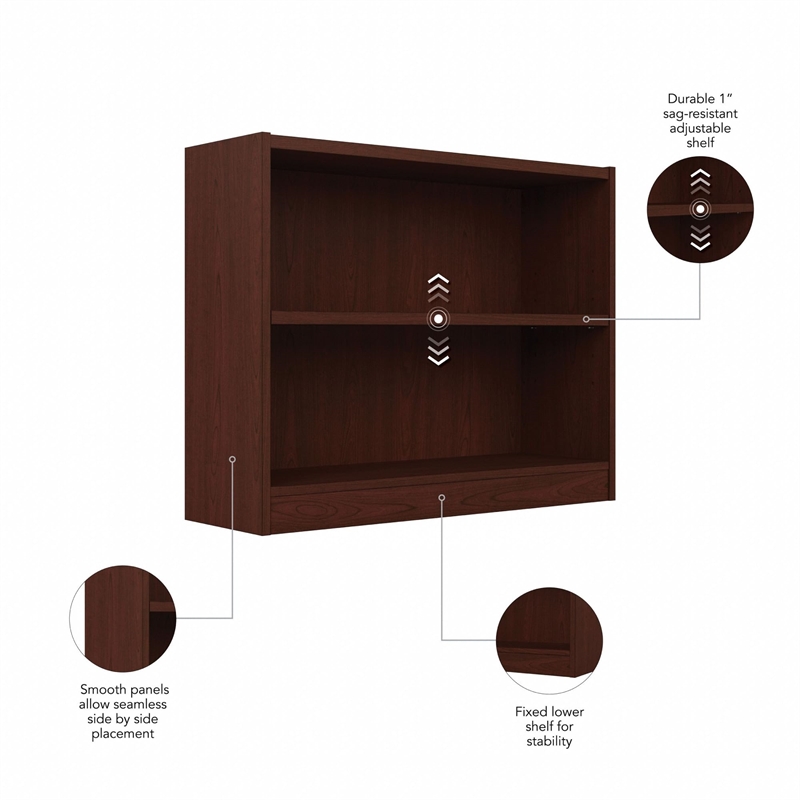 Bowery Hill Furniture 2 Shelf Bookcase in Vogue Cherry