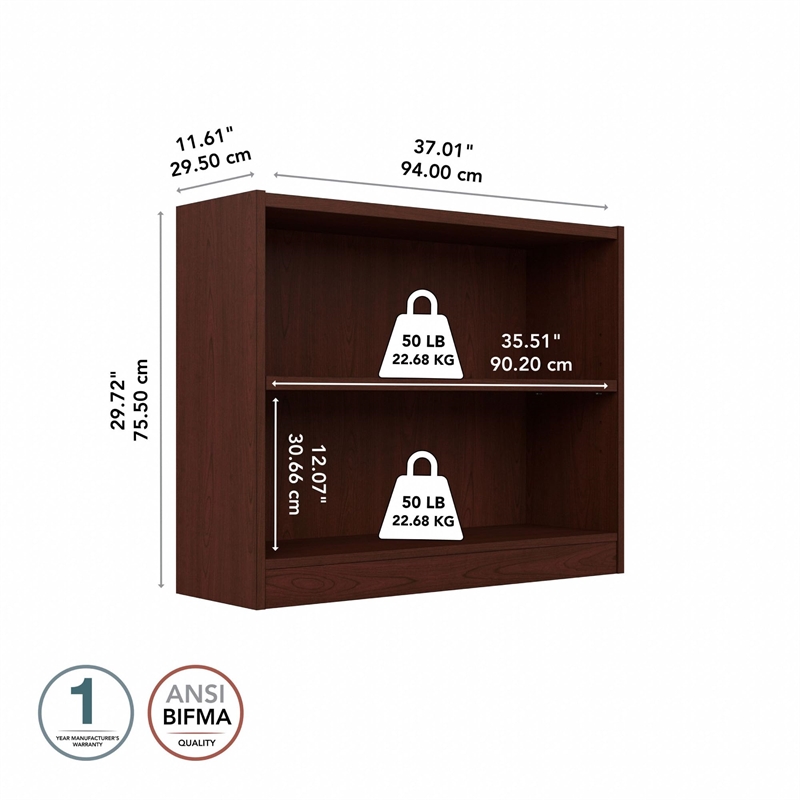 Bowery Hill Furniture 2 Shelf Bookcase in Vogue Cherry