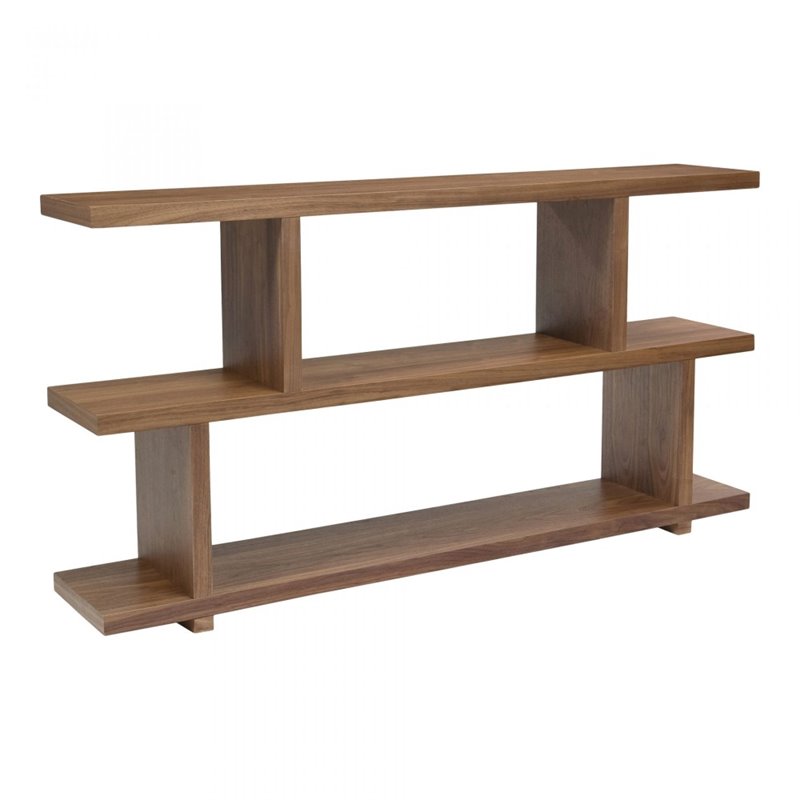 Bowery Hill 2-Shelf Contemporary Veneer Wood Bookcases in Brown