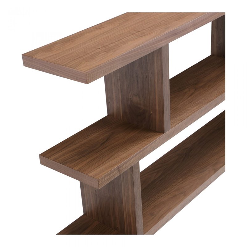 Bowery Hill 2-Shelf Contemporary Veneer Wood Bookcases in Brown