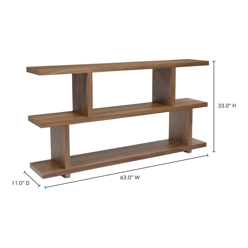 Bowery Hill 2-Shelf Contemporary Veneer Wood Bookcases in Brown