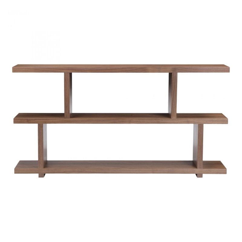 Bowery Hill 2-Shelf Contemporary Veneer Wood Bookcases in Brown