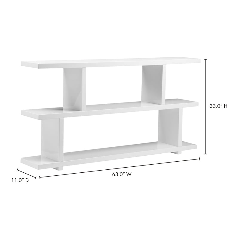 Bowery Hill MDF Wood White Bookcase Rectangular 63