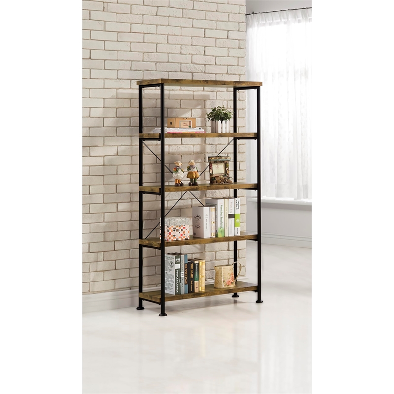 Bowery Hill 4 Shelf Bookcase in Antique Nutmeg
