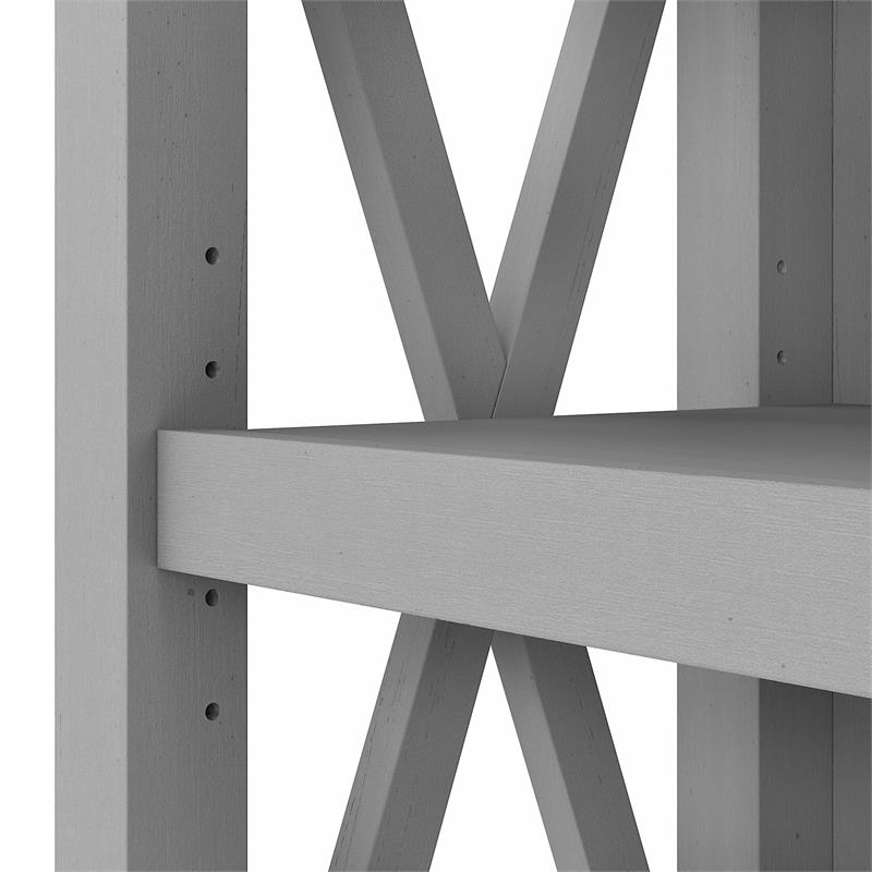 Bowery Hill 5 Shelves Coastal Wood Tall Bookcase in Cape Cod Gray