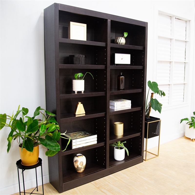 Bowery Hill Wood Espresso Bookcase Rectangular Adjustable Shelves 84
