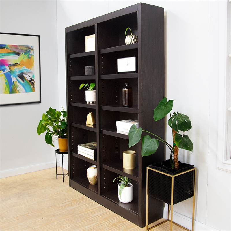 Bowery Hill Wood Espresso Bookcase Rectangular Adjustable Shelves 84