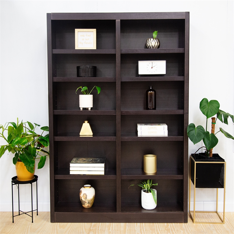 Bowery Hill Wood Espresso Bookcase Rectangular Adjustable Shelves 84