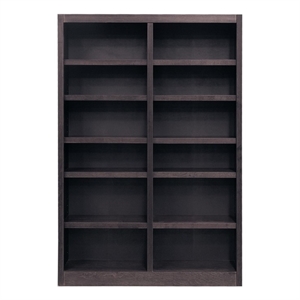 Bowery Hill Wood Espresso Bookcase Rectangular Adjustable Shelves 84&quot Unassembled