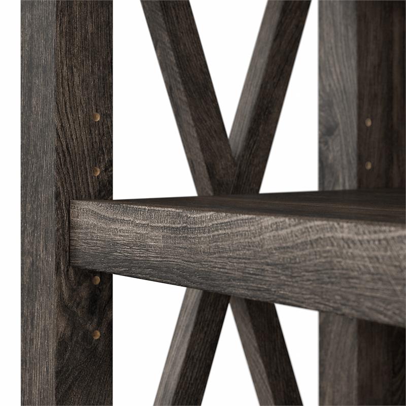 Bowery Hill 5 Shelves Coastal Wood Tall Bookcase in Dark Gray