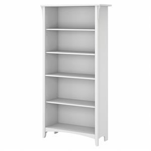 Bowery Hill Wood Pure White and Shiplap Gray Bookcase Rectangular Tall 32&quotW x 12&quotD x 63&quotH Assembled