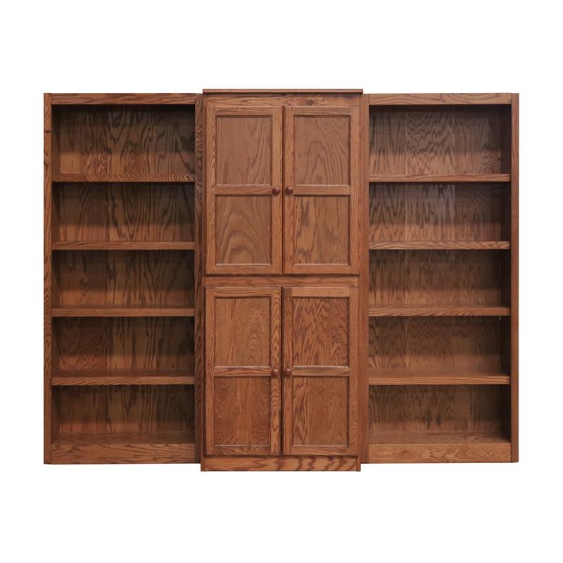 Bowery Hill Wood Dry Oak Bookcase Wall Rectangular Adjustable Shelves 72