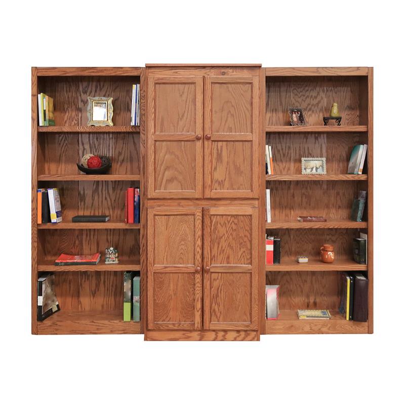 Bowery Hill Wood Dry Oak Bookcase Wall Rectangular Adjustable Shelves 72