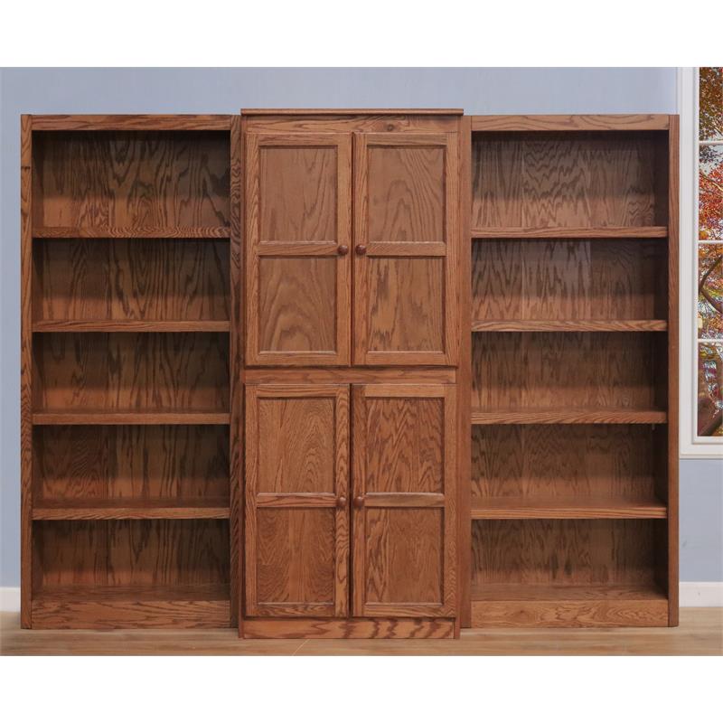 Bowery Hill Wood Dry Oak Bookcase Wall Rectangular Adjustable Shelves 72