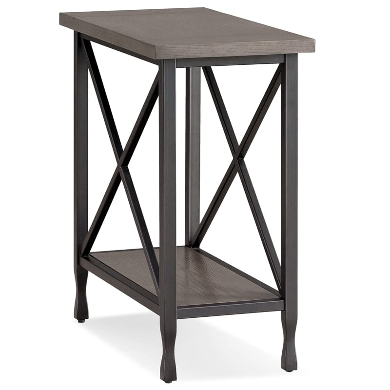 Bowery Hill Chisel & Forge Wood Narrow End Table in Smoky Gray Oak
