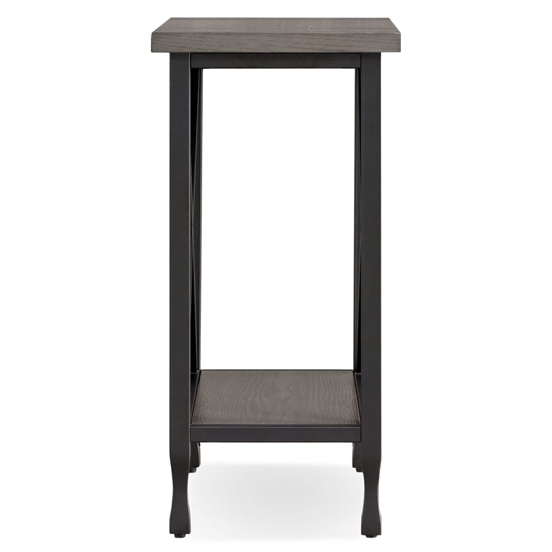 Bowery Hill Chisel & Forge Wood Narrow End Table in Smoky Gray Oak