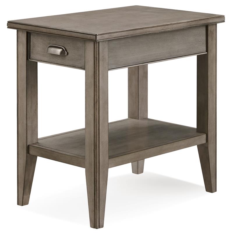 Bowery Hill Solid Wood Drawer End Table in Smoke Gray
