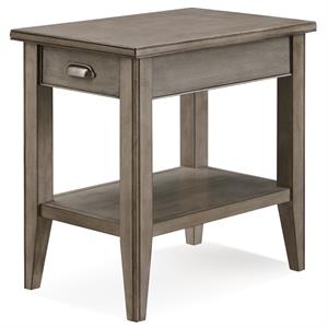 Bowery Hill Solid Wood Drawer End Table in Smoke Gray