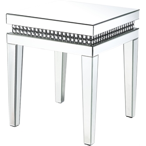 Bowery Hill End Table in Mirrored and Faux Crystals Inlay