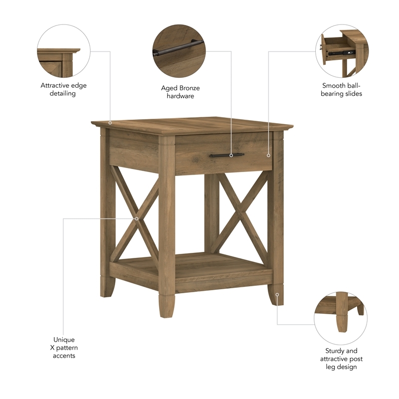 Bowery Hill Contemporary Engineered Wood End Table with Storage in Pine