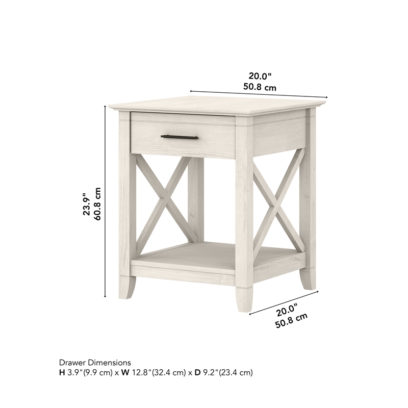 Bowery Hill Engineered Wood White End Table Rectangular Storage 20