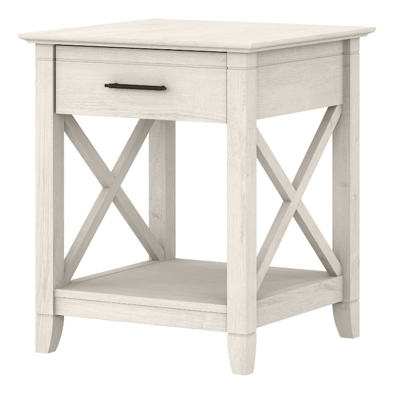 Bowery Hill Engineered Wood White End Table Rectangular Storage 20
