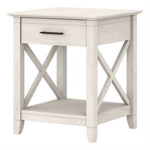 Bowery Hill Engineered Wood White End Table Rectangular Storage 20&quotW x 20&quotD x 23.94&quotH Unassembled