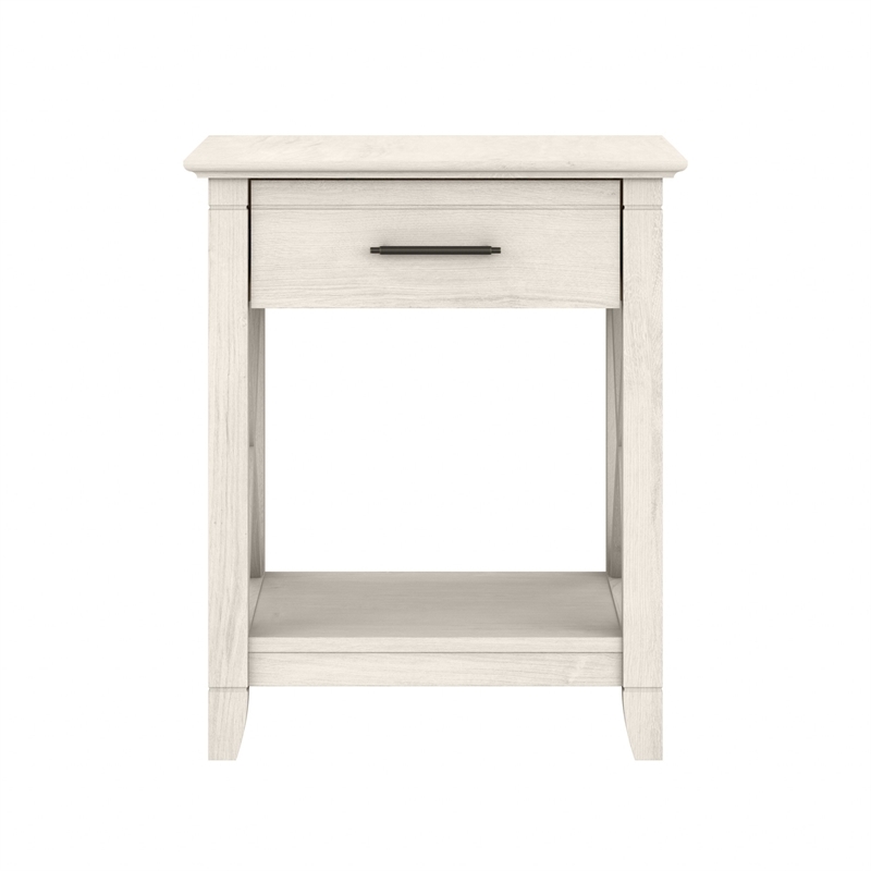 Bowery Hill Engineered Wood White End Table Rectangular Storage 20