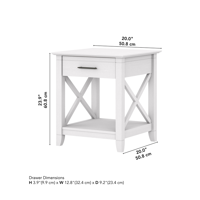 Bowery Hill Farmhouse Engineered Wood End Table with Storage in White