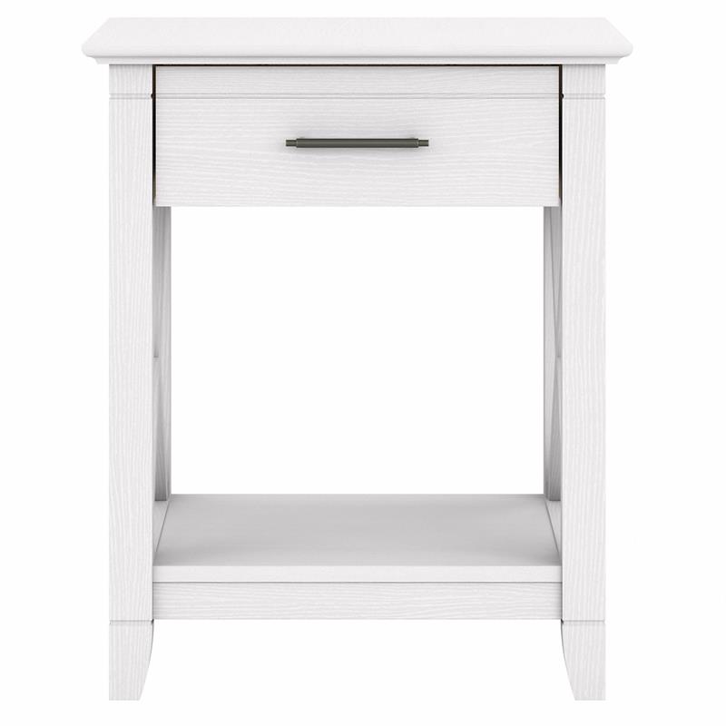 Bowery Hill Farmhouse Engineered Wood End Table with Storage in White
