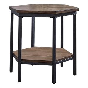 Bowery Hill Metal Chocolate End Table Hexagonal Compact 24&quot Unassembled