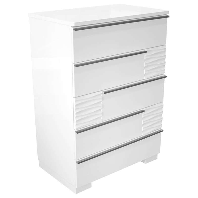 Bowery Hill 5-Drawer Poplar Wood Bedroom Chest in White Lacquer