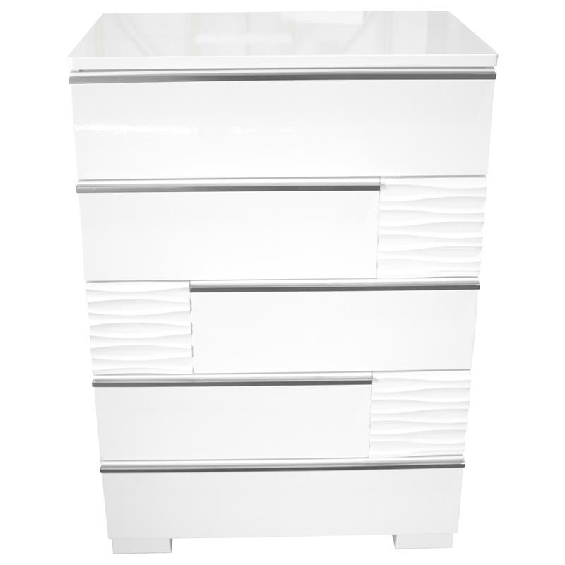 Bowery Hill 5-Drawer Poplar Wood Bedroom Chest in White Lacquer