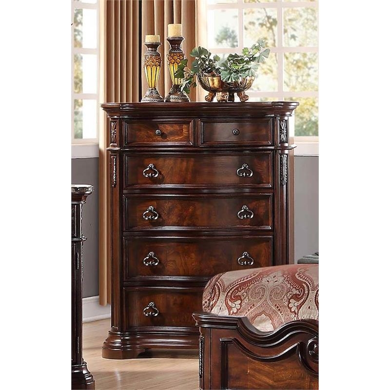 Bowery Hill Traditional 5-Drawer Solid Wood Bedroom Chest in Walnut