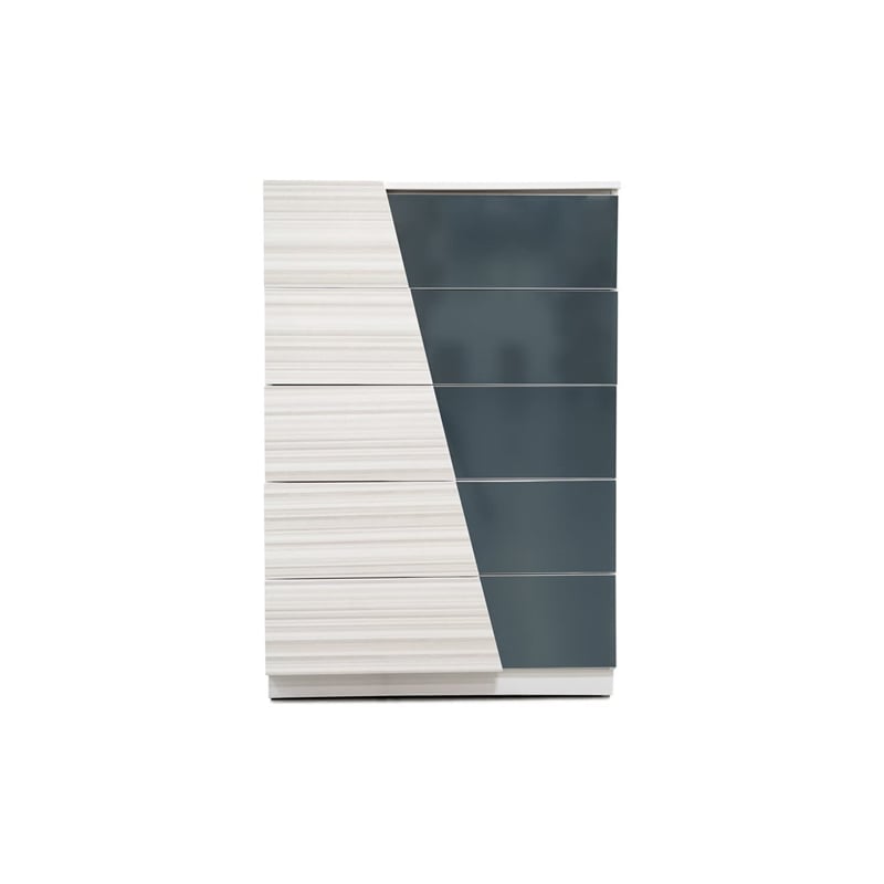 Bowery Hill 5-Drawer Wood Bedroom Chest in Zebra and White