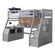 Bowery Hill Modern Wood Twin Size Loft Bed with Storage in Gray