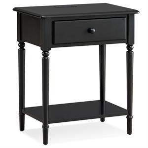 Bowery Hill Wood Bedroom Nightstand with AC/USB Charger in Black
