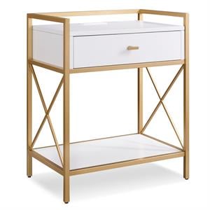 Bowery Hill Nightstand with Top AC/USB Charging in White Painted
