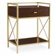 Bowery Hill Contemporary Wood Nightstand with Top AC/USB Charging in Brown