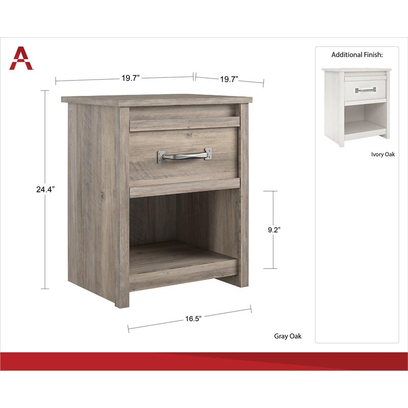Bowery Hill One Drawer Nightstand in Gray Oak