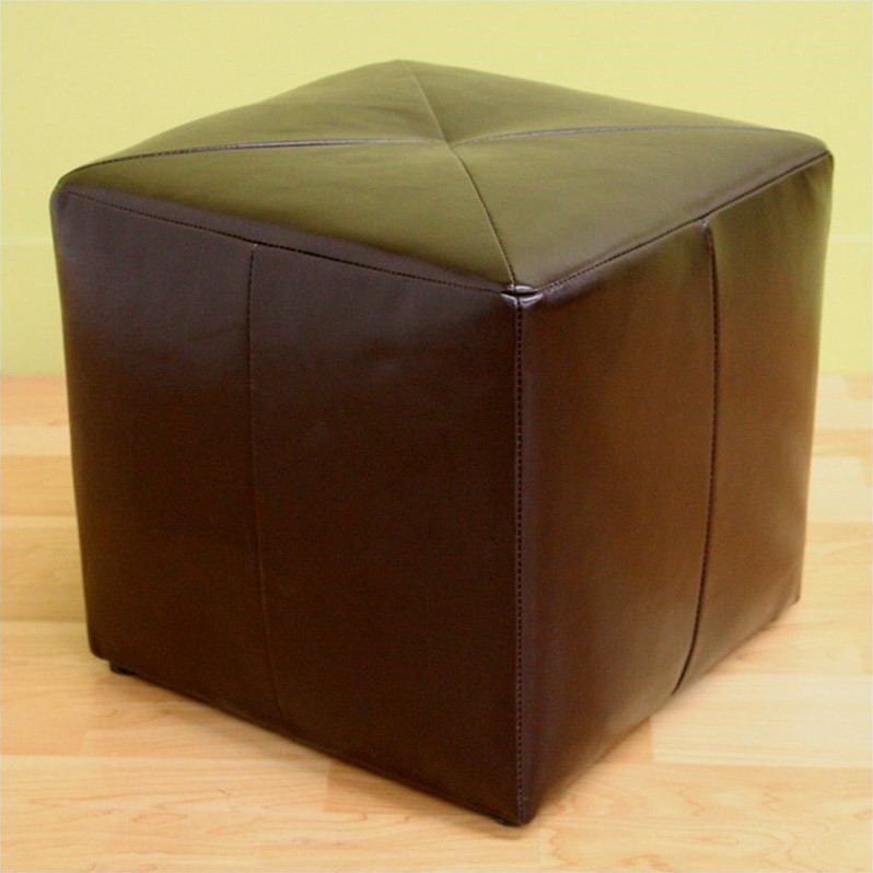 Bowery Hill Contemporary Hardwood Ottoman in Dark Brown