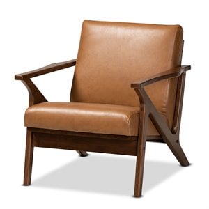 Bowery Hill Modern Walnut Brown Finished Wood Lounge Chair