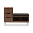 Bowery Hill Mid Century Wood Modern Storage Shoe Storage Bench in Walnut Brown