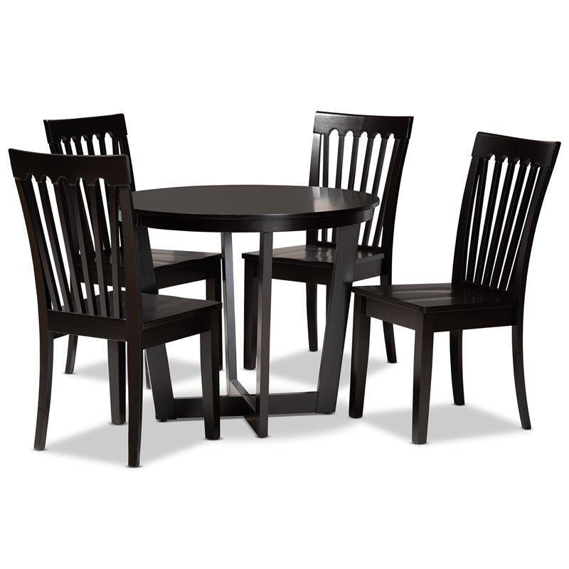 Bowery Hill Dark Brown Finished Wood 5-Piece Dining Set